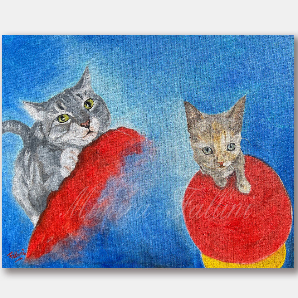 Painting titled 'Mai and Twinkie.' by Monica Fallini