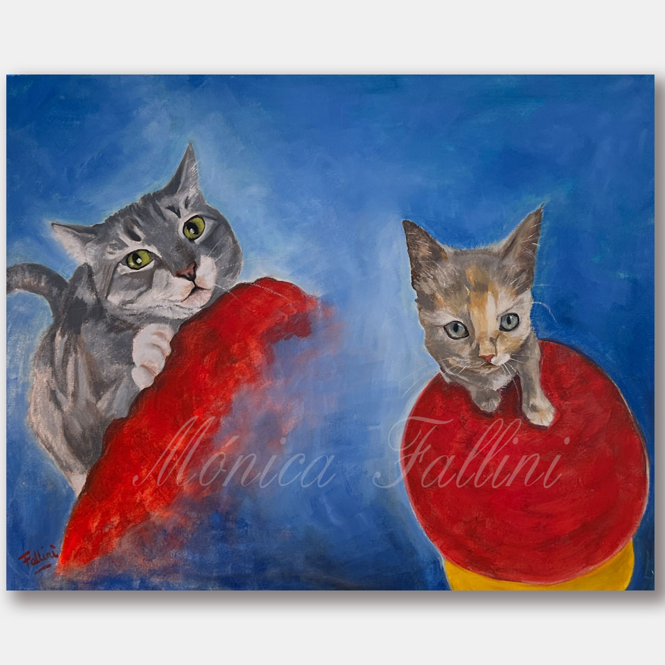 Painting titled 'Mai and Twinkie.' by Monica Fallini