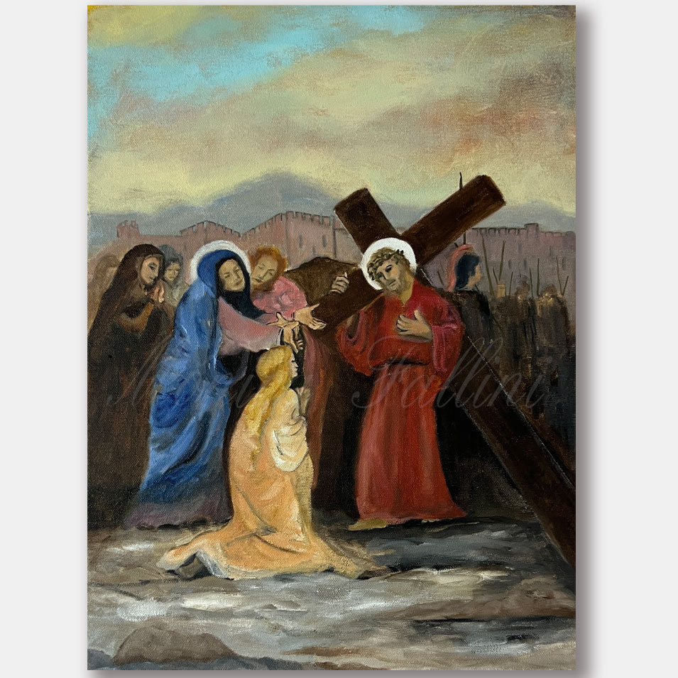 Painting titled 'Station of the Cross IV' by Monica Fallini