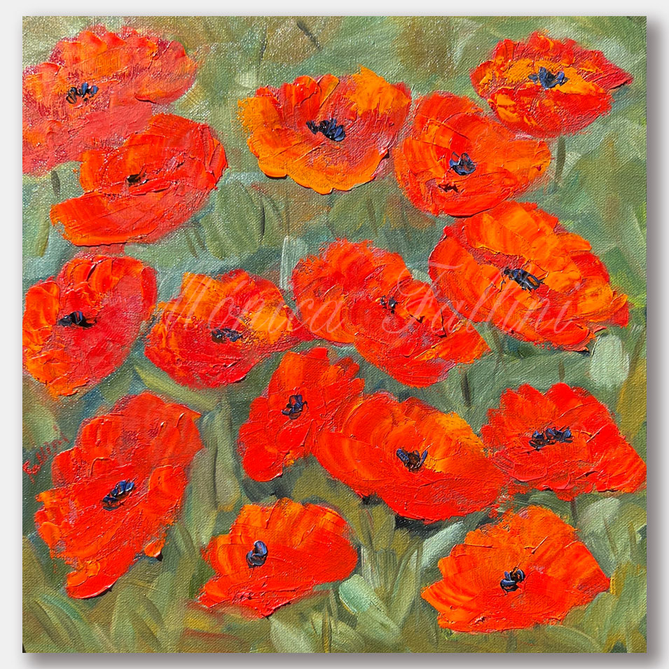 Painting titled 'Poppies  after the rain. ' by Monica Fallini