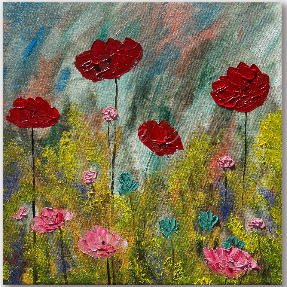 Painting titled 'Night falling in my garden.' by Monica Fallini