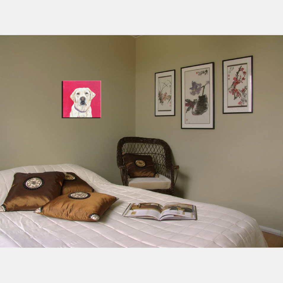 Painting titled 'Maisy, dog portrait.' by Monica Fallini