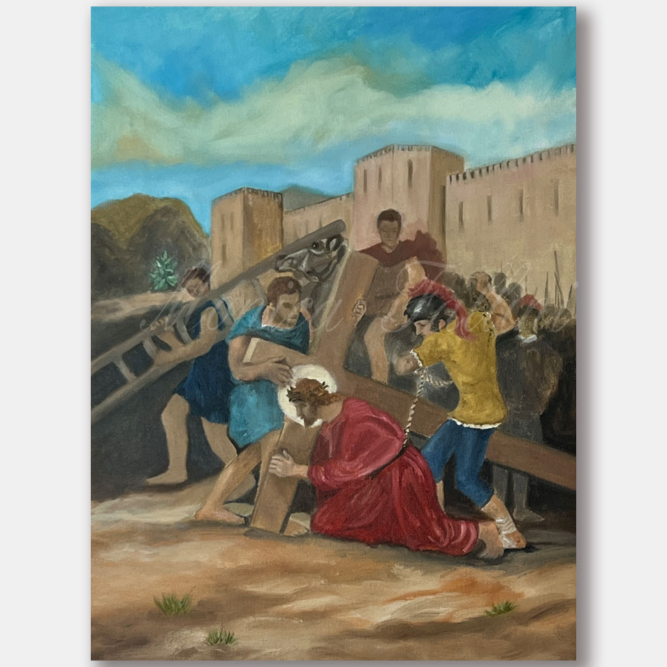 Painting titled 'Station of the Cross III' by Monica Fallini