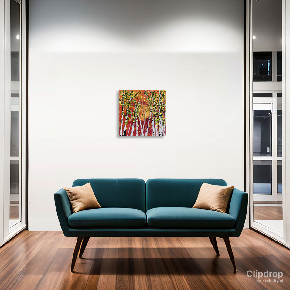Painting titled 'The grove at first light.' by Monica Fallini