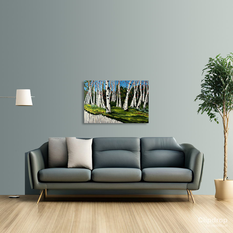 Painting titled 'Colorado Aspen landscape with fence.' by Monica Fallini