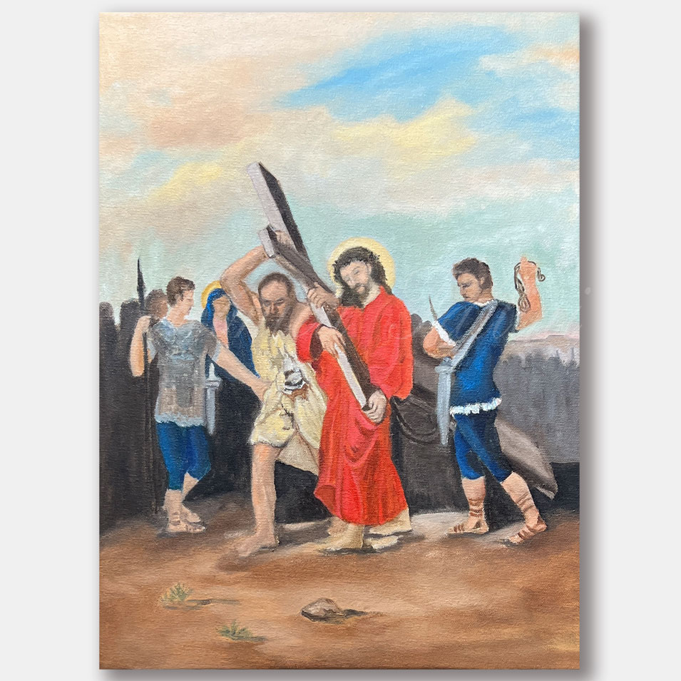 Painting titled 'Station of the Cross V' by Monica Fallini