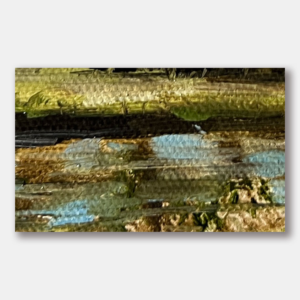 Painting titled 'Landscape with trees and pond.' by Monica Fallini