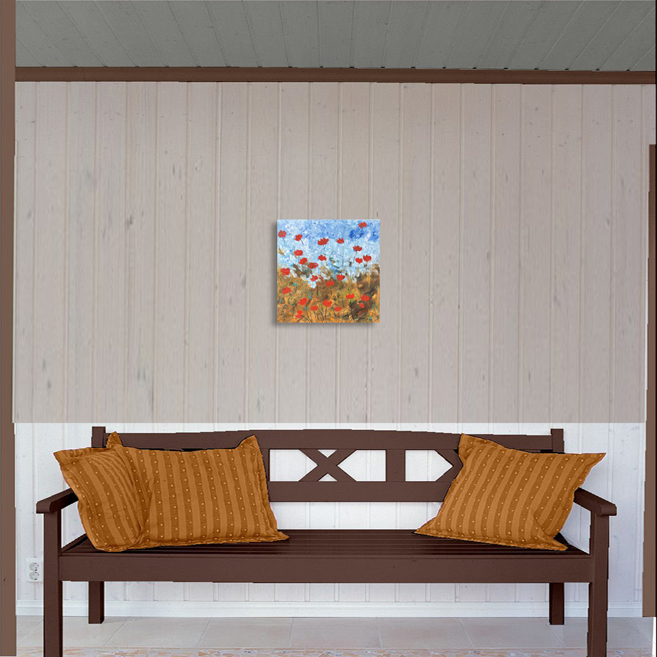 Painting titled 'Poppies in winter.' by Monica Fallini