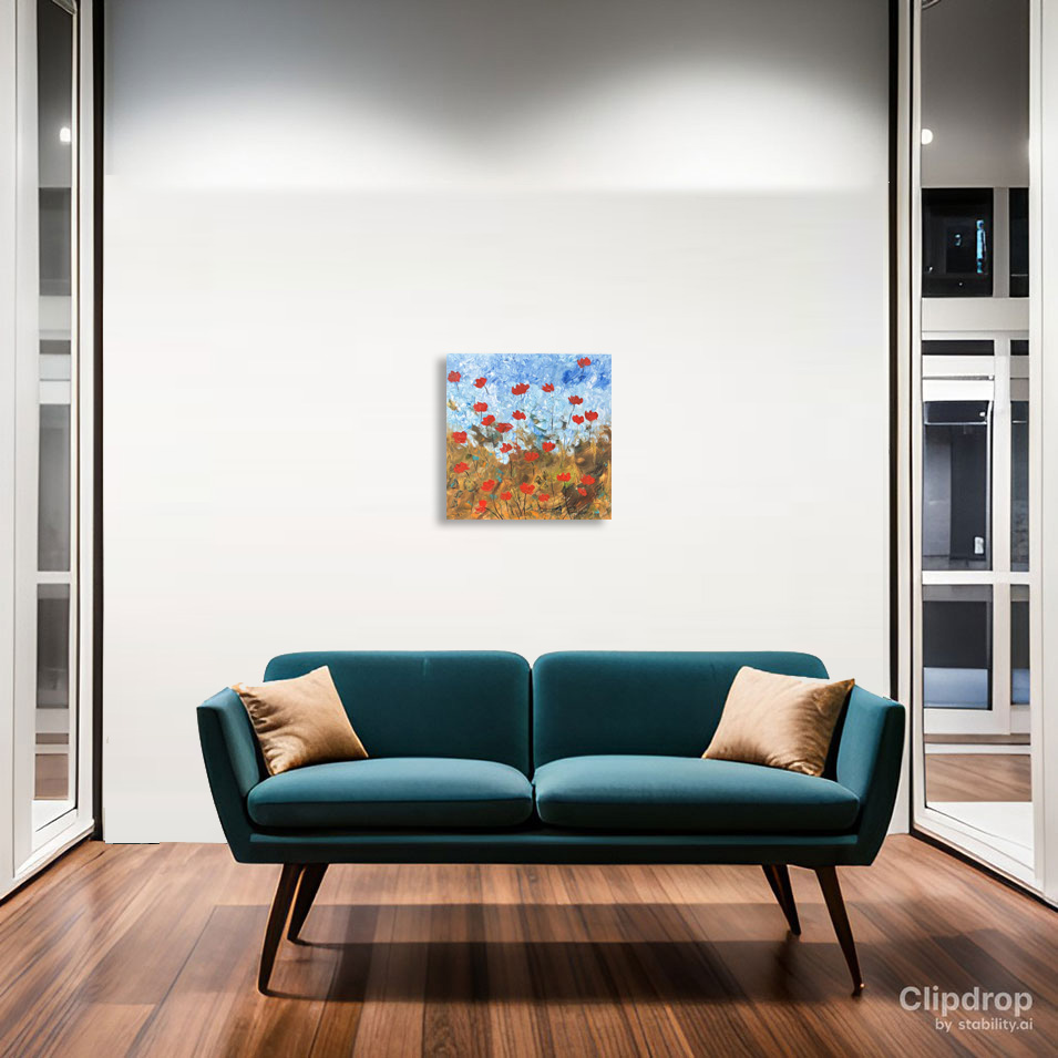 Painting titled 'Poppies in winter.' by Monica Fallini