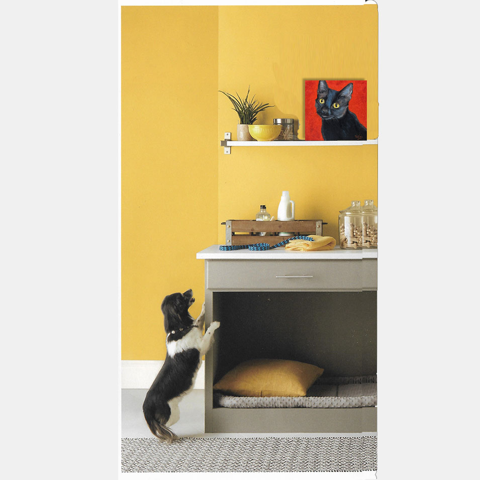 Painting titled 'Portrait of a black cat.' by Monica Fallini