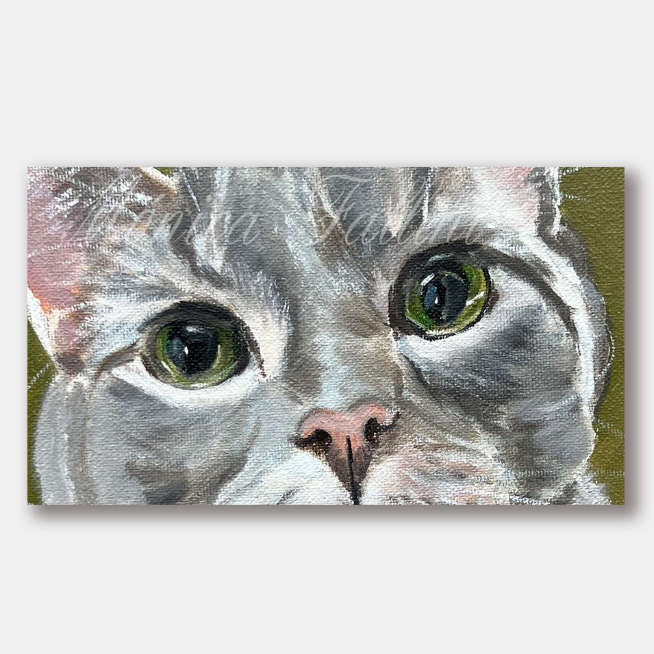 Painting titled 'Cat portrait.' by Monica Fallini
