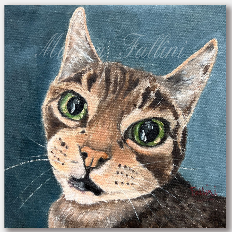 Painting titled 'Cat portrait.' by Monica Fallini