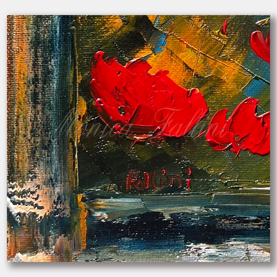 Painting titled 'Poppies at night.' by Monica Fallini