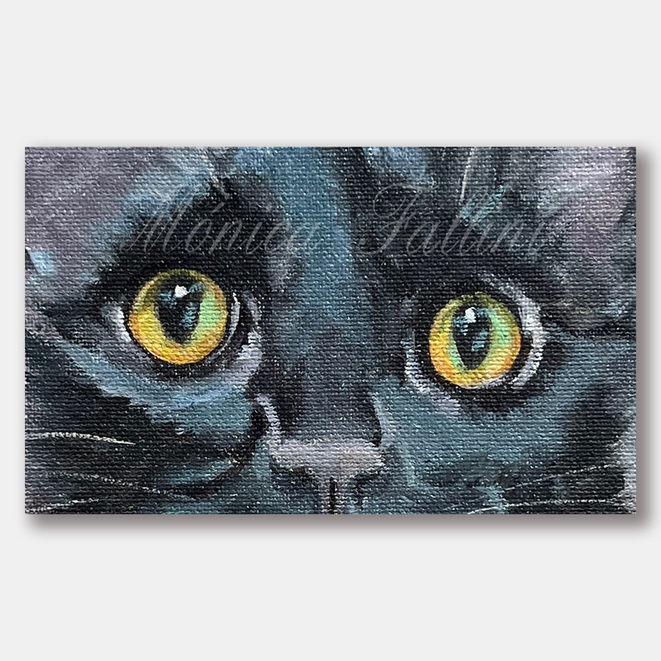 Painting titled 'Kitty with bow.' by Monica Fallini