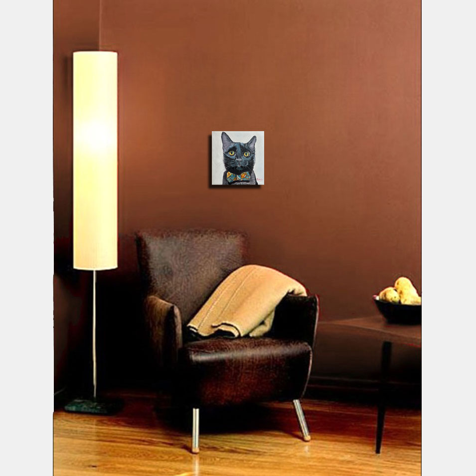Painting titled 'Kitty with bow.' by Monica Fallini