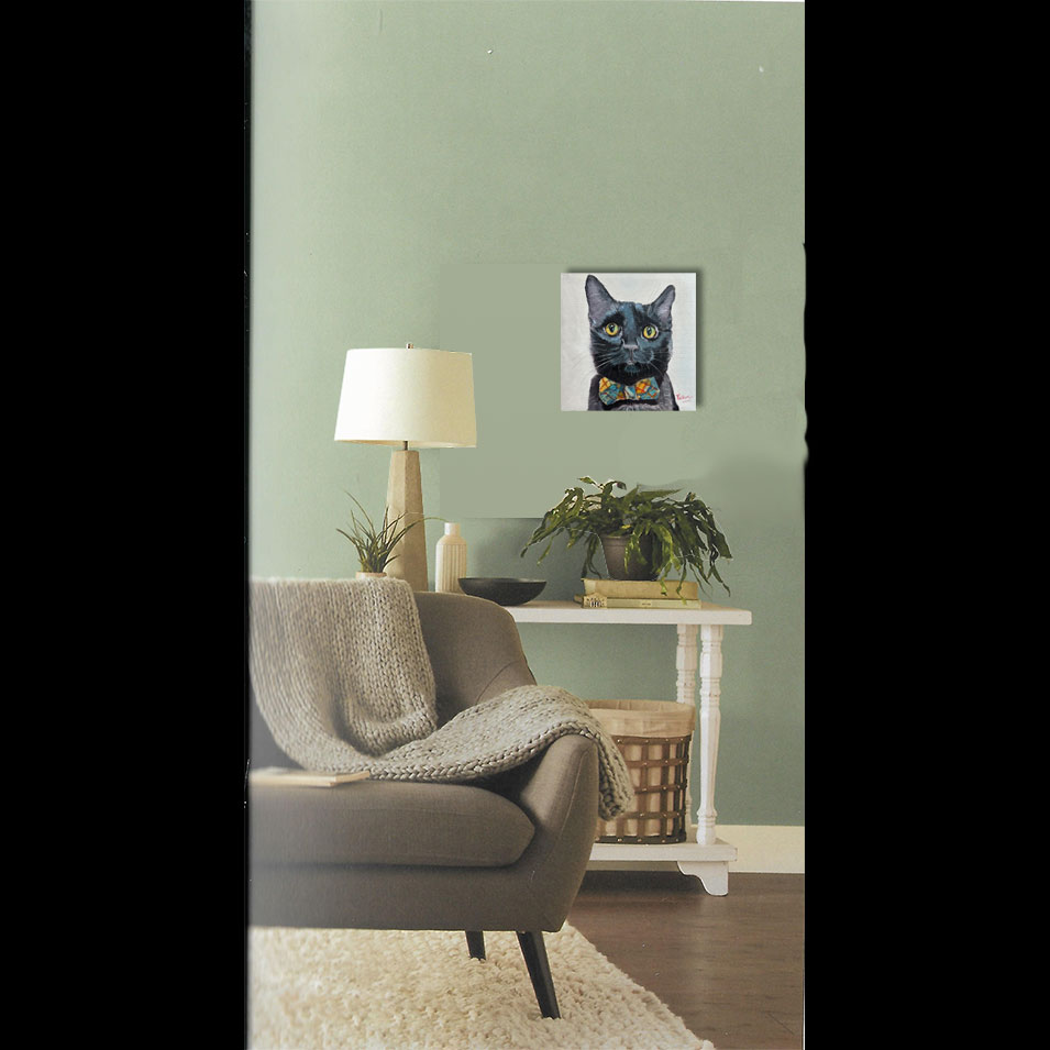 Painting titled 'Kitty with bow.' by Monica Fallini