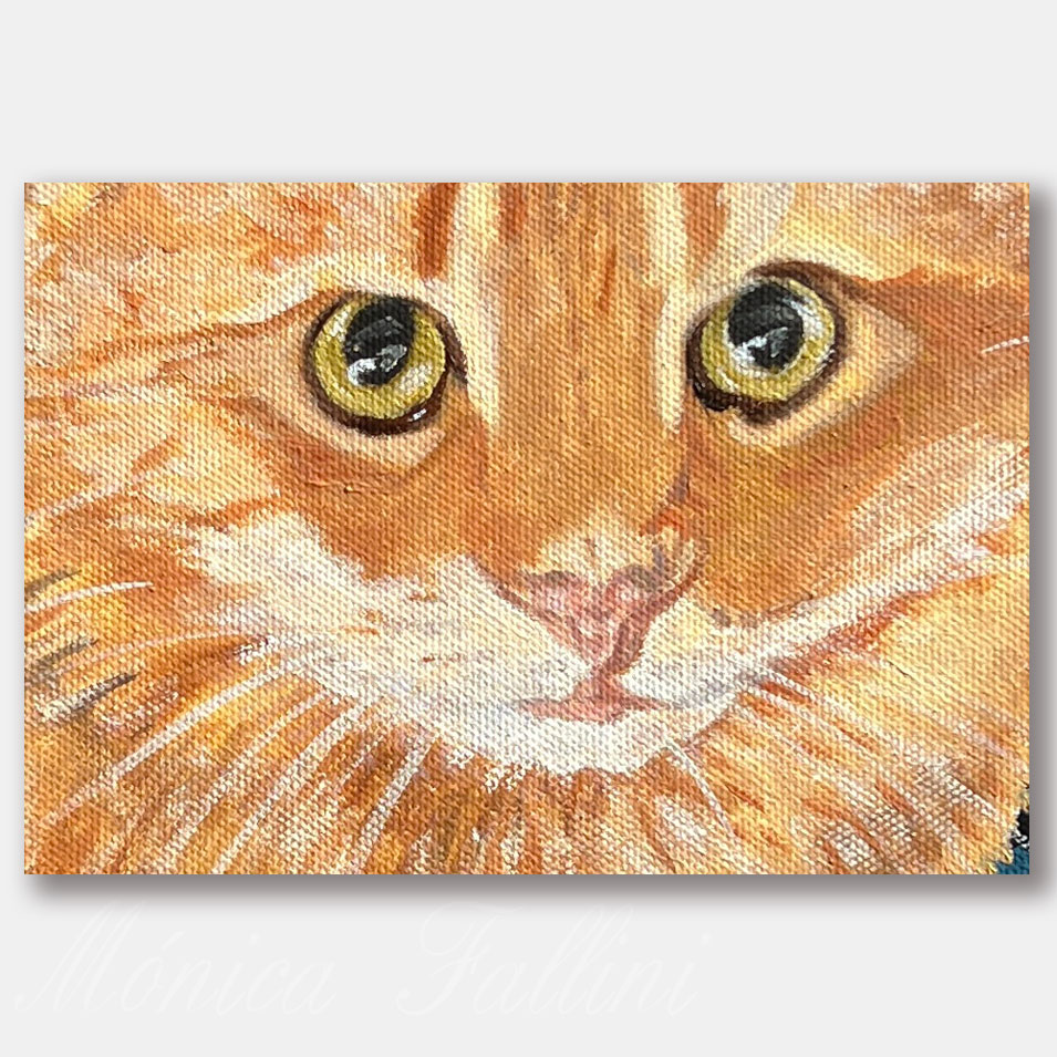Painting titled 'Orange cat portrait.' by Monica Fallini