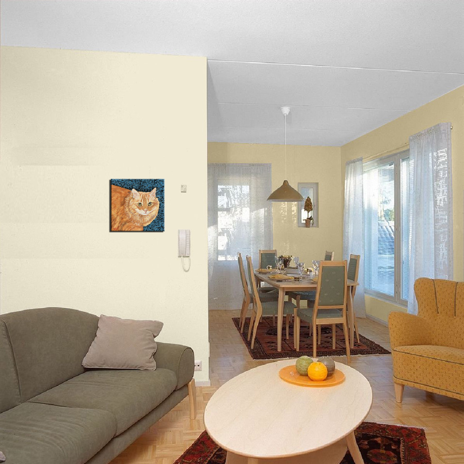 Painting titled 'Orange cat portrait.' by Monica Fallini