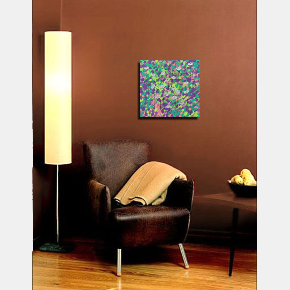 Painting titled 'In the prairie, silver Poppies.' by Monica Fallini