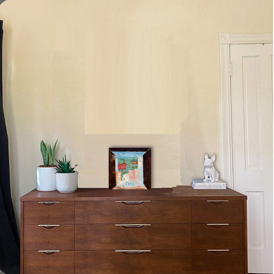 Painting titled 'Memories of the Old City, Montevideo.' by Monica Fallini