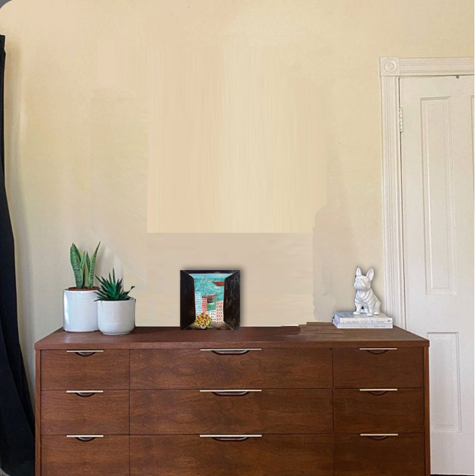 Painting titled 'Memories of Montevideo's port view from my window.' by Monica Fallini