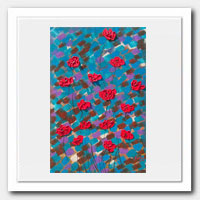 Red Poppies on blue.