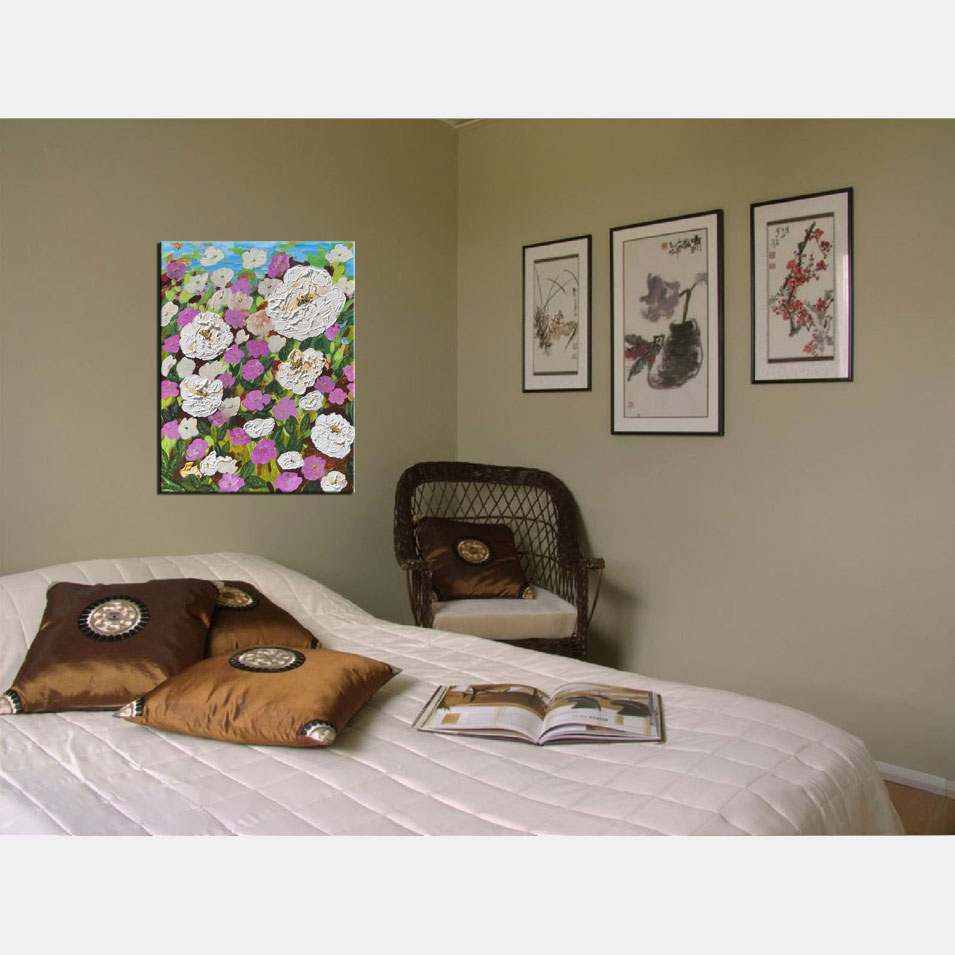 Painting titled 'Splash of color in the garden.' by Monica Fallini