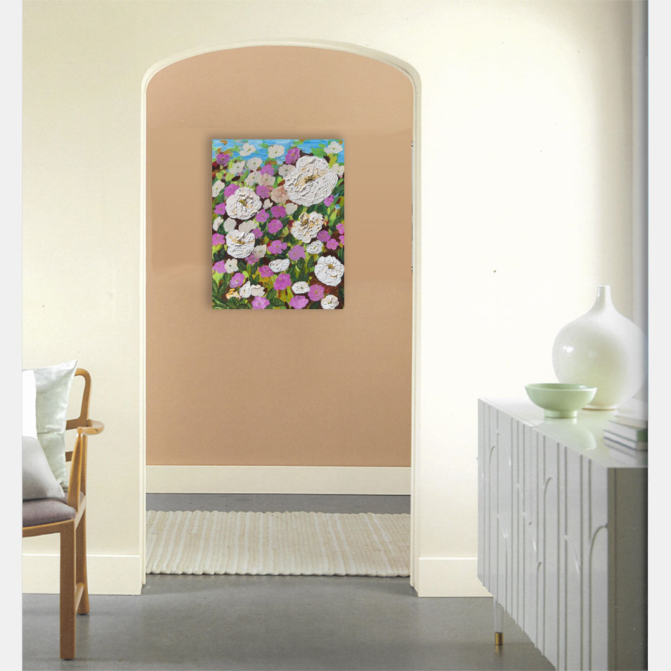 Painting titled 'Splash of color in the garden.' by Monica Fallini