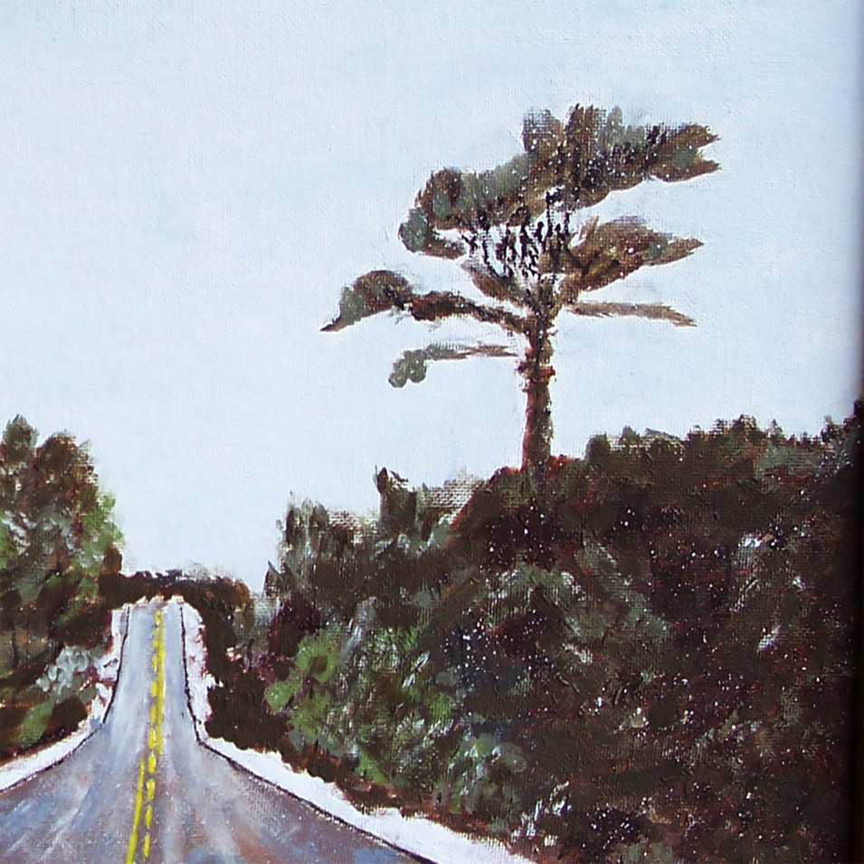 Painting titled 'Snowing in East Texas' by Monica Fallini