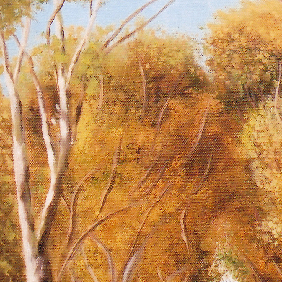Painting titled 'Path between trees. From the series: Uruguay.' by Monica Fallini