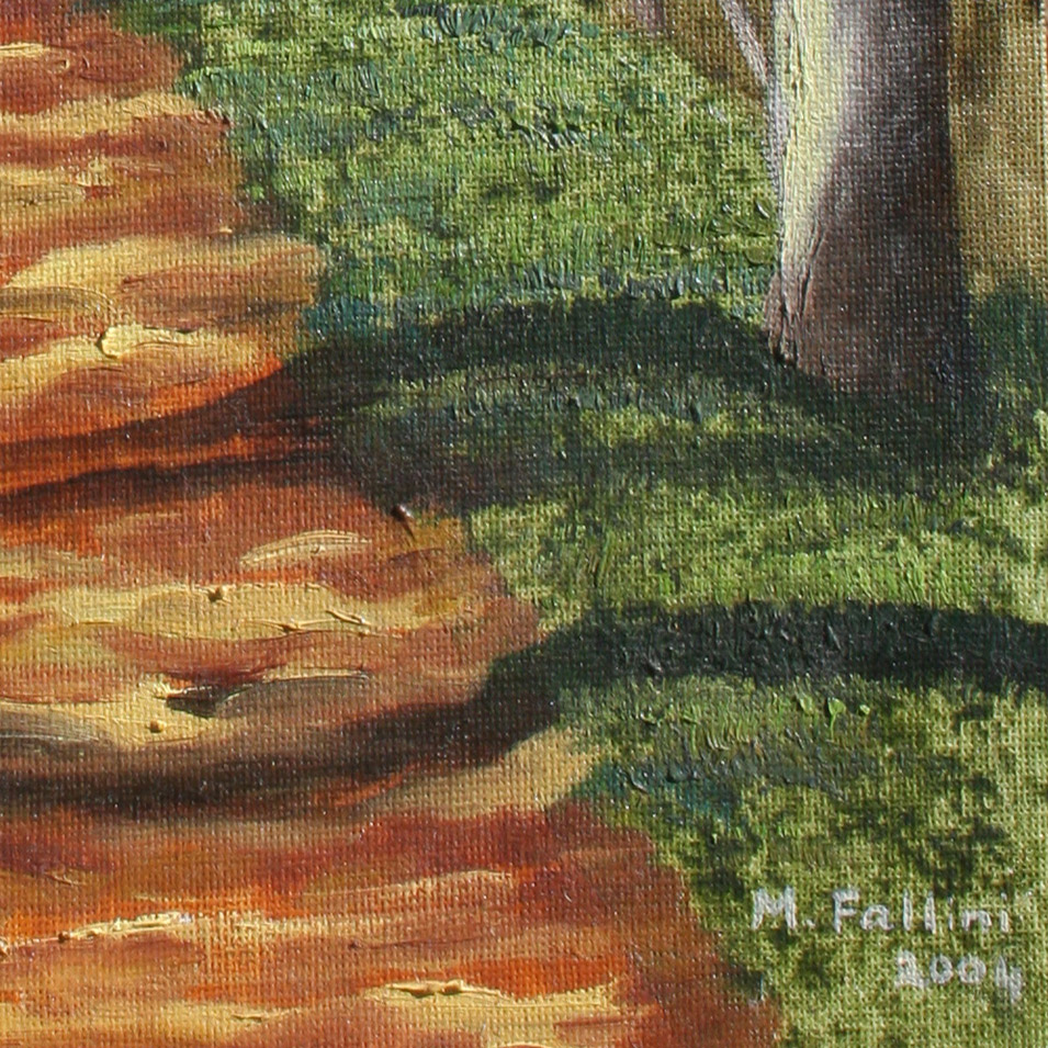 Painting titled 'Path between trees #2. From series: Uruguay' by Monica Fallini