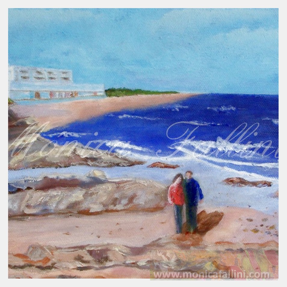 Painting titled 'Fishing Club and coast, Cuchilla Alta. Uruguay' by Monica Fallini