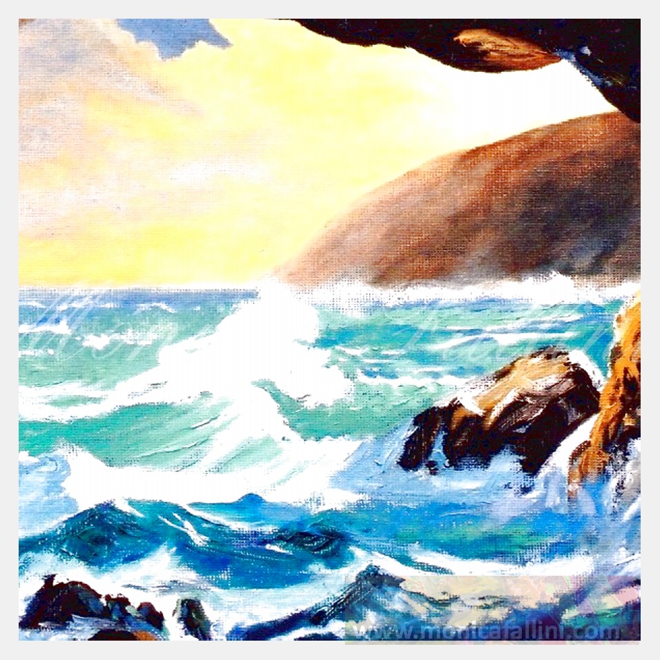 Painting titled 'Through the cave' by Monica Fallini