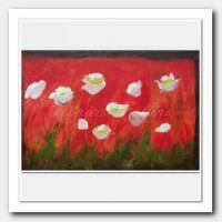 White Poppies in a frame.