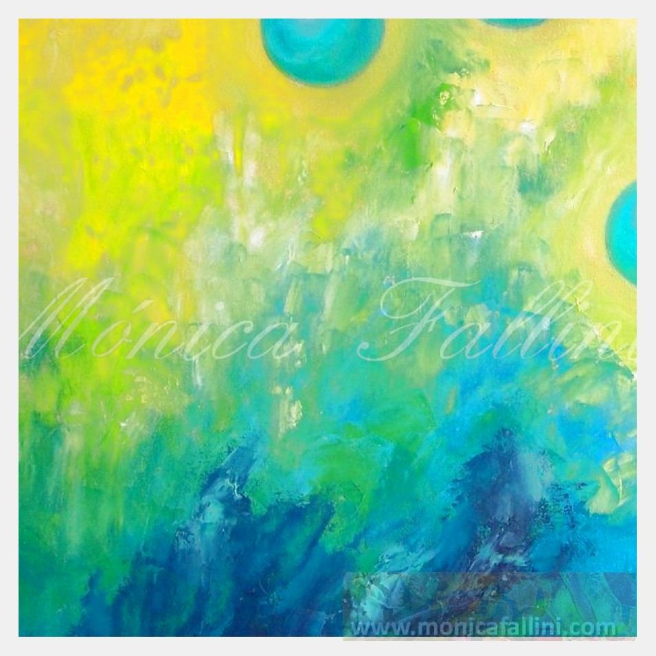Painting titled 'Green Spheres.' by Monica Fallini