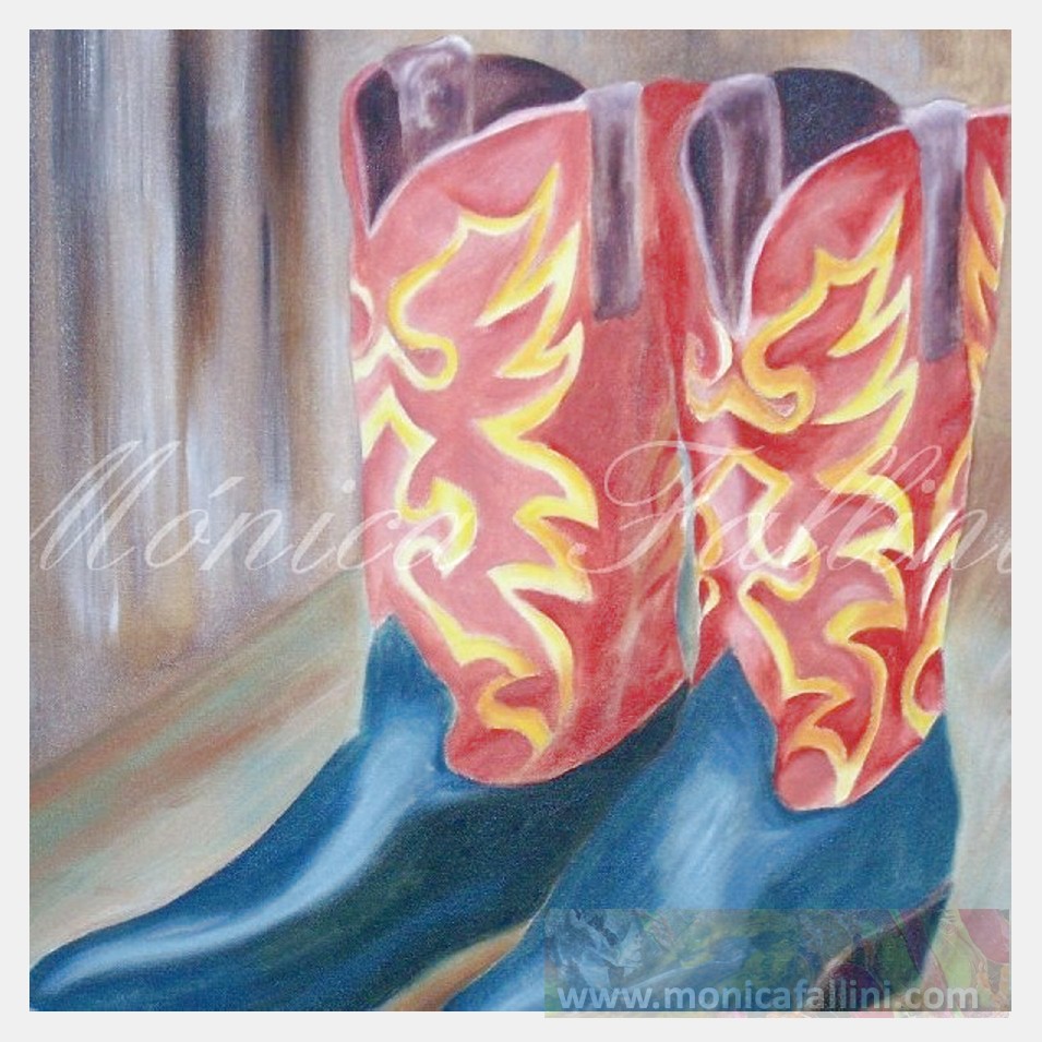 Painting titled 'Cowgirls boots' by Monica Fallini
