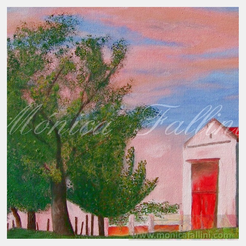 Painting titled 'Old Barn in the uruguayan countryside' by Monica Fallini
