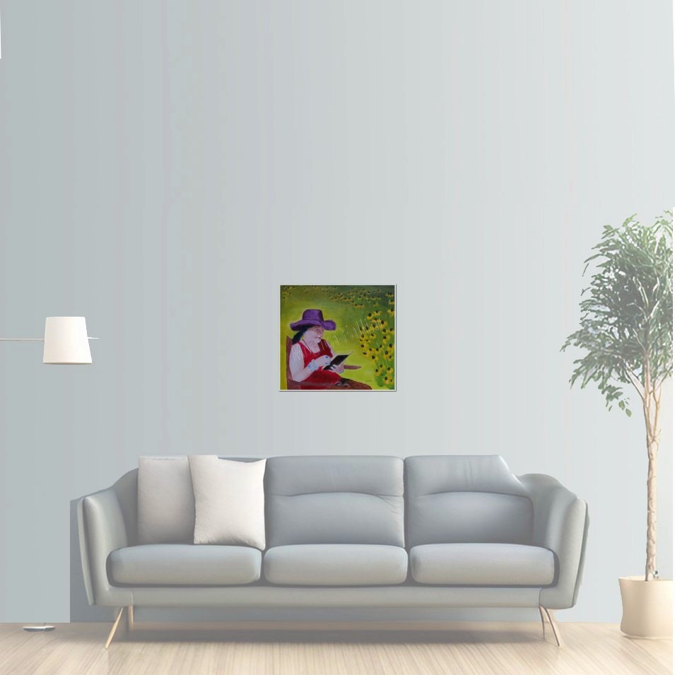 Painting titled 'Lady in a purple hat.' by Monica Fallini