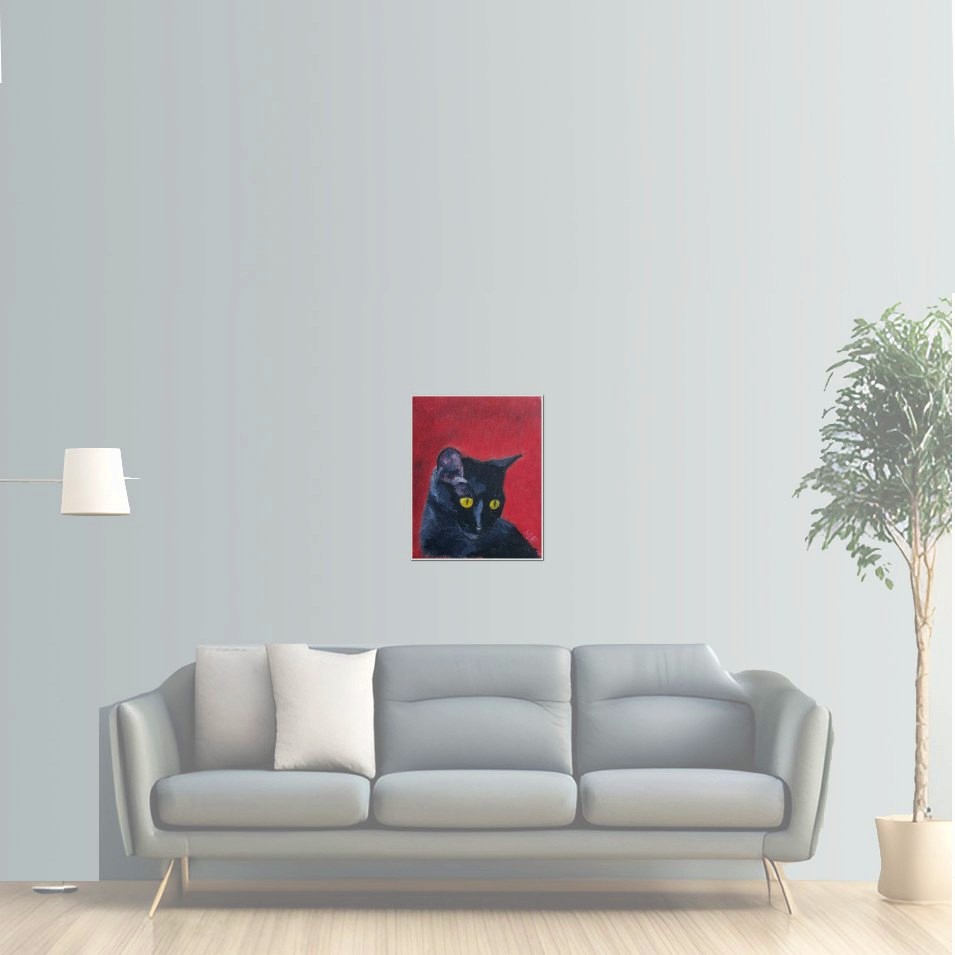 Painting titled 'Pauline on red 2' by Monica Fallini