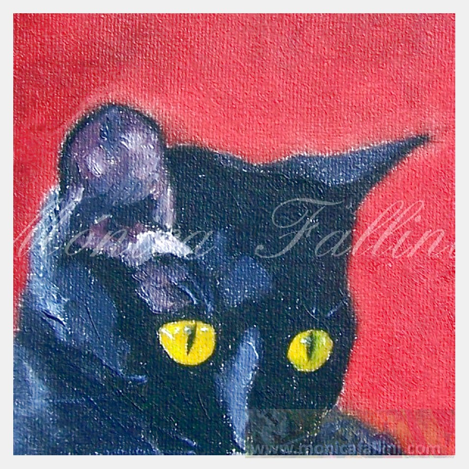 Painting titled 'Pauline on red 2' by Monica Fallini