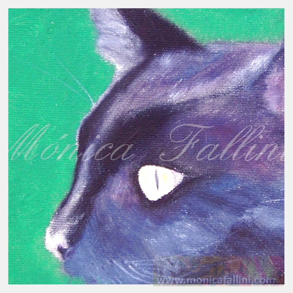 Painting titled 'Pauline on green' by Monica Fallini