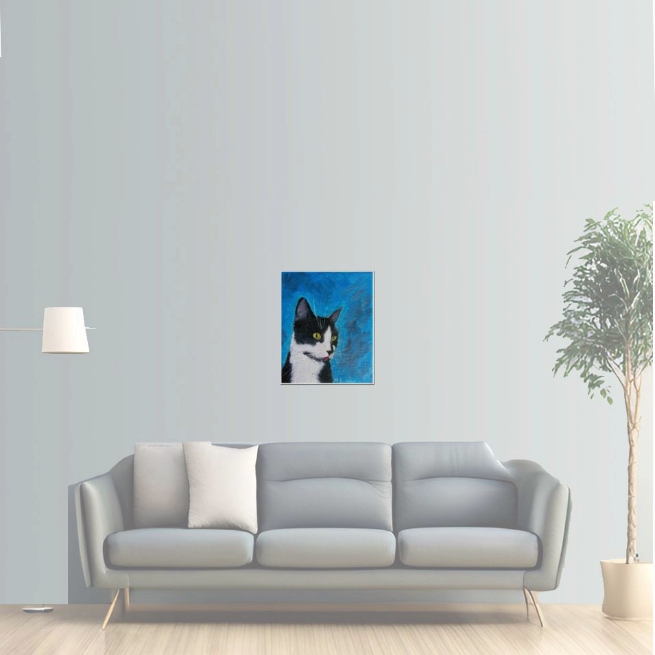 Painting titled 'Timber on sky-blue' by Monica Fallini