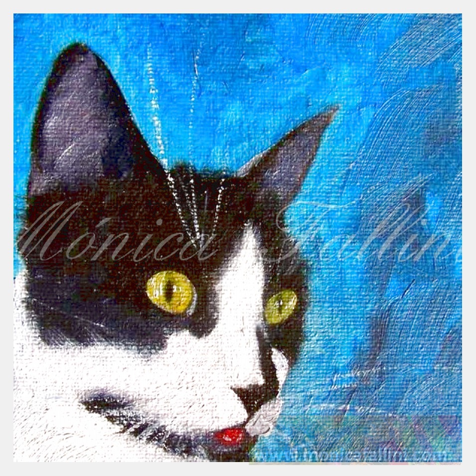 Painting titled 'Timber on sky-blue' by Monica Fallini