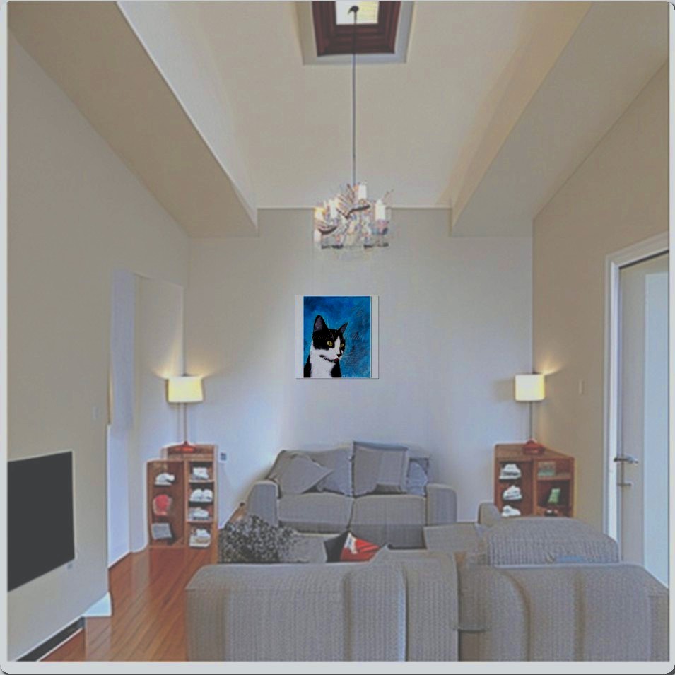 Painting titled 'Timber on sky-blue' by Monica Fallini