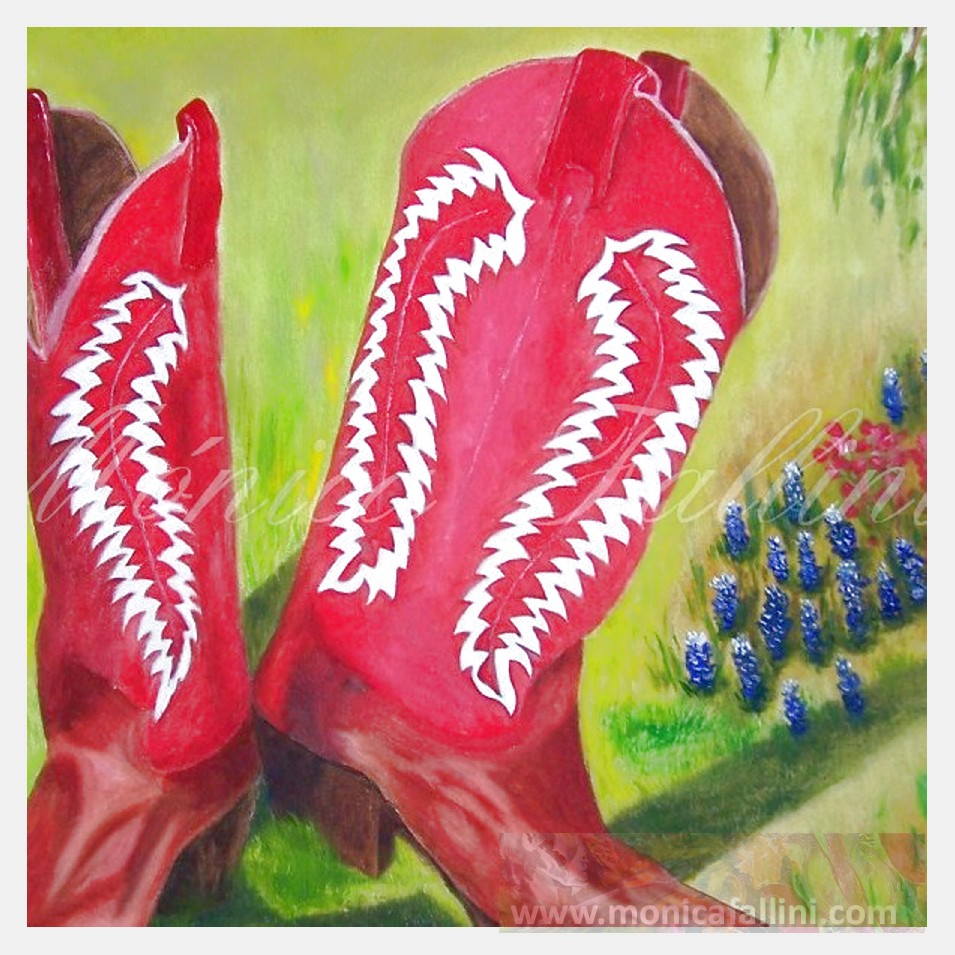Painting titled 'Texan cowgirls boots' by Monica Fallini
