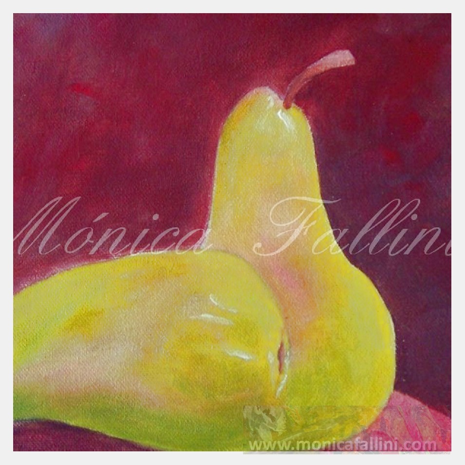 Painting titled 'Two pears' by Monica Fallini