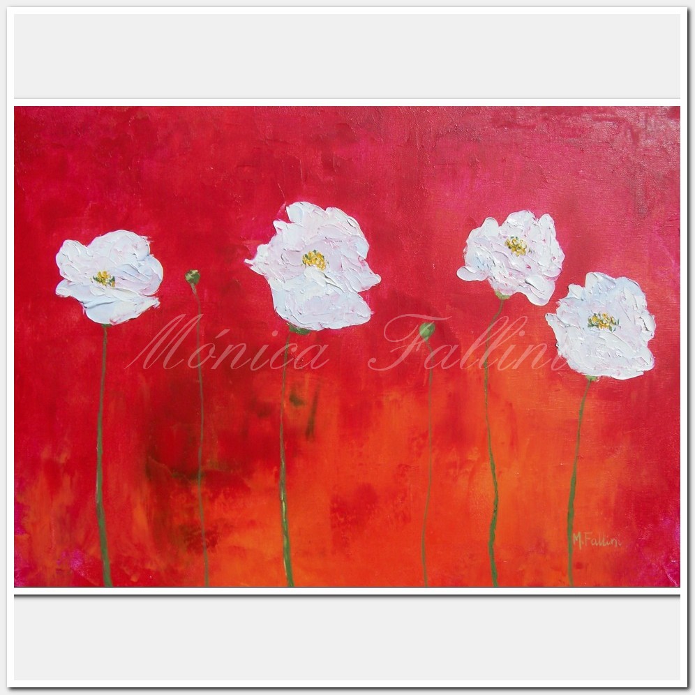 Painting titled 'Amapolas Blancas' by Monica Fallini