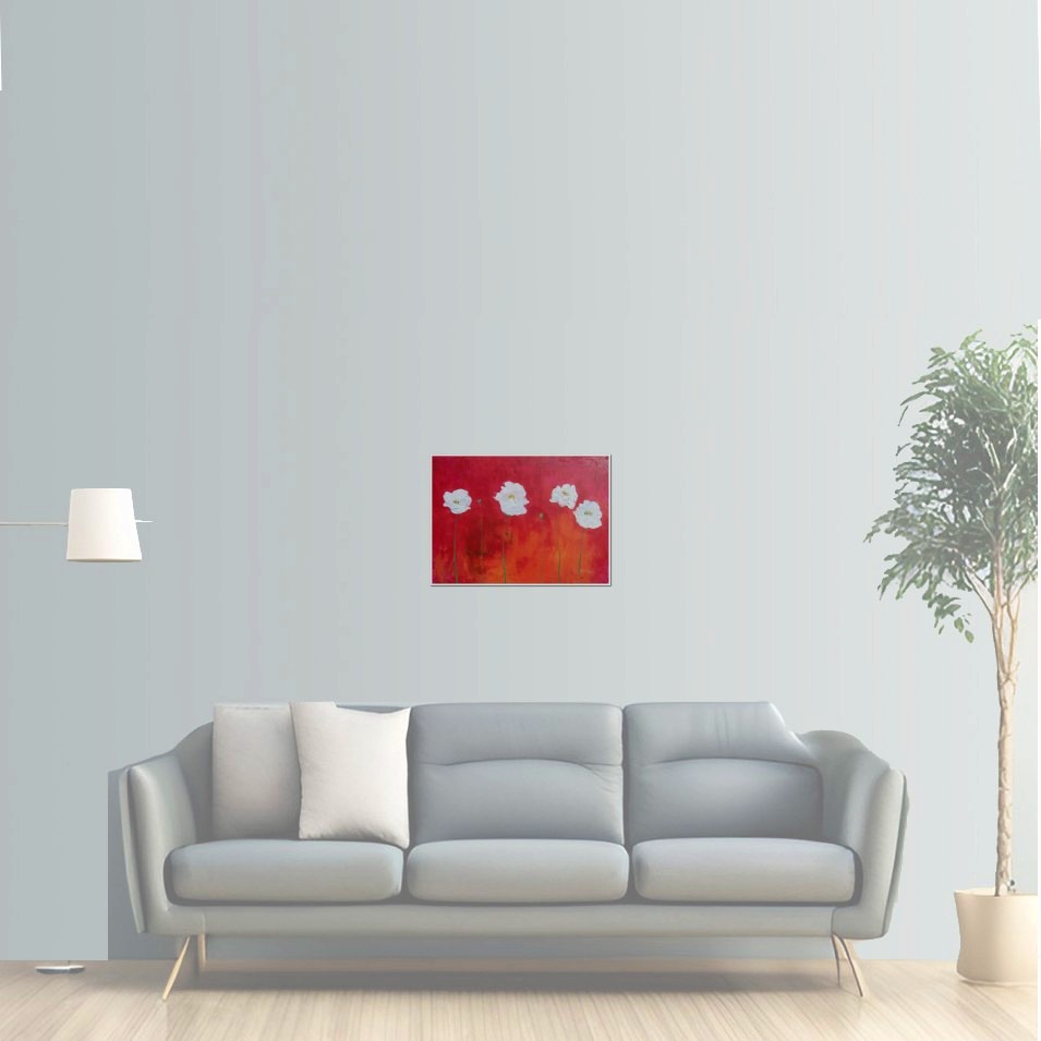 Painting titled 'Amapolas Blancas' by Monica Fallini