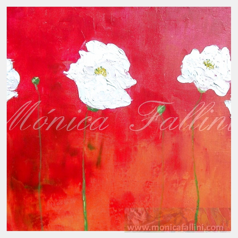 Painting titled 'Amapolas Blancas' by Monica Fallini