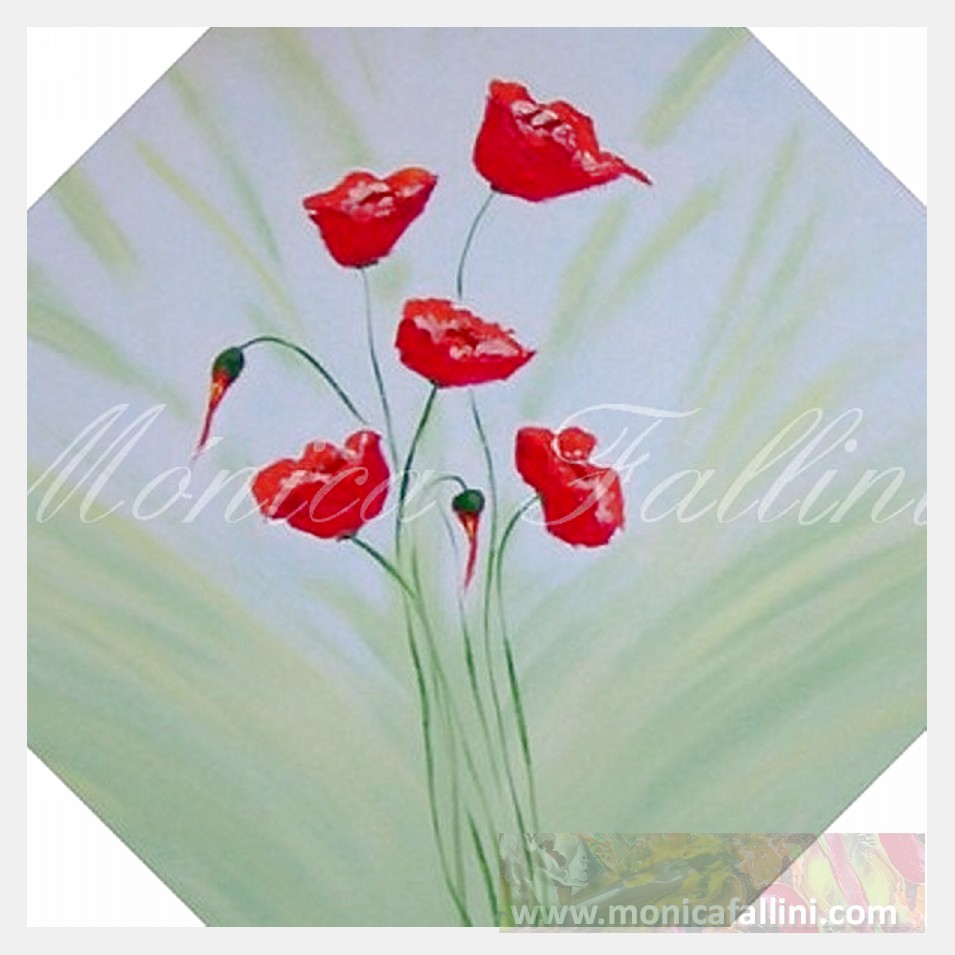 Painting titled 'Dancing red Poppies' by Monica Fallini